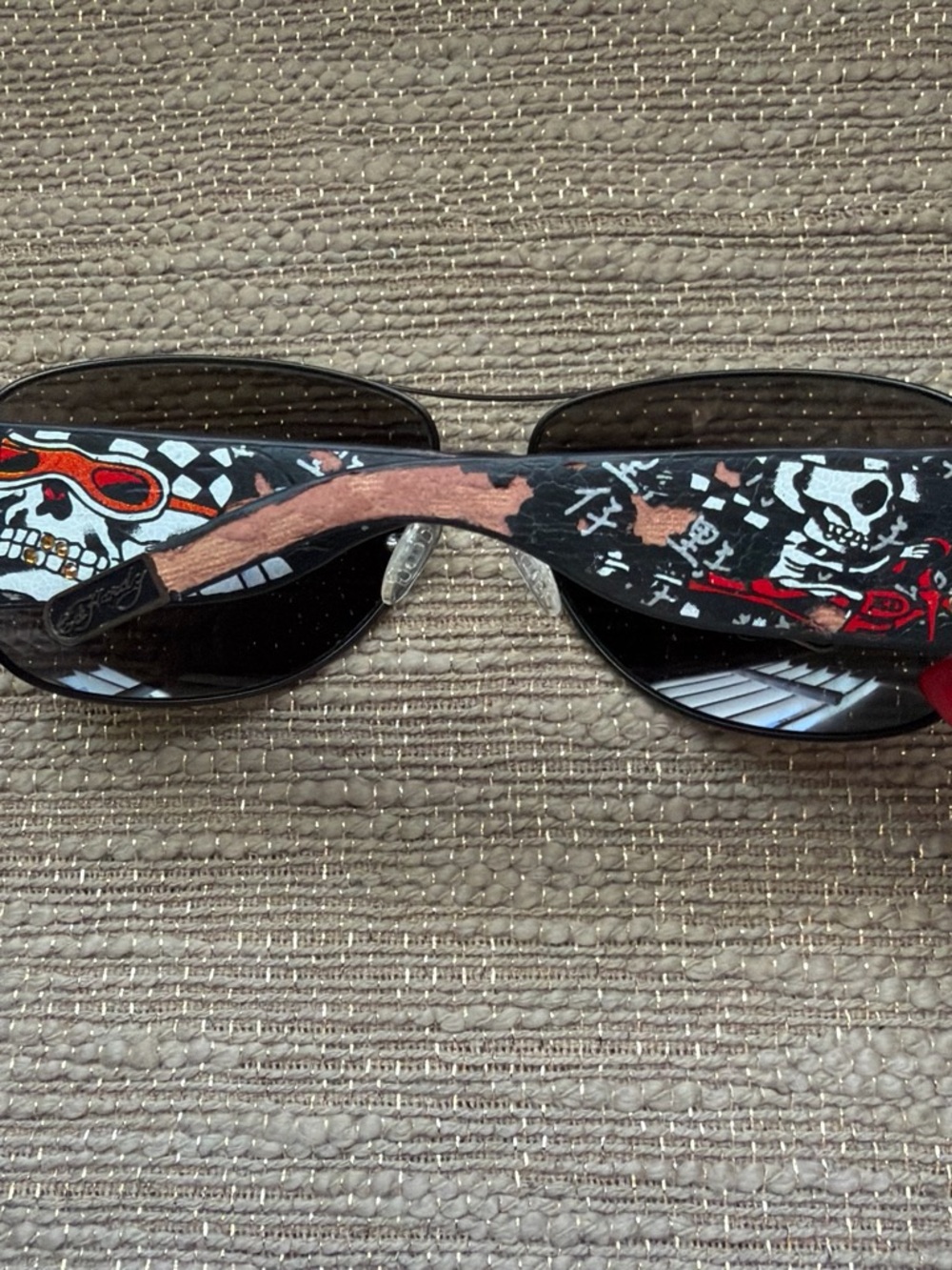Ed Hardy Black Sunglasses with Logo Accent crystal stones.